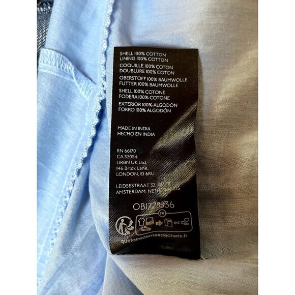 NWT by Anthropologie Blue Denim Maxi Trumpet Dress Stud + Grommets 2 Petite West - Picture 10 of 11